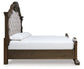 Cama tapizada Maylee con tocador con espejo