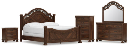 Lavinton California  Poster Bed, Dresser, Mirror, Chest And Nightstand