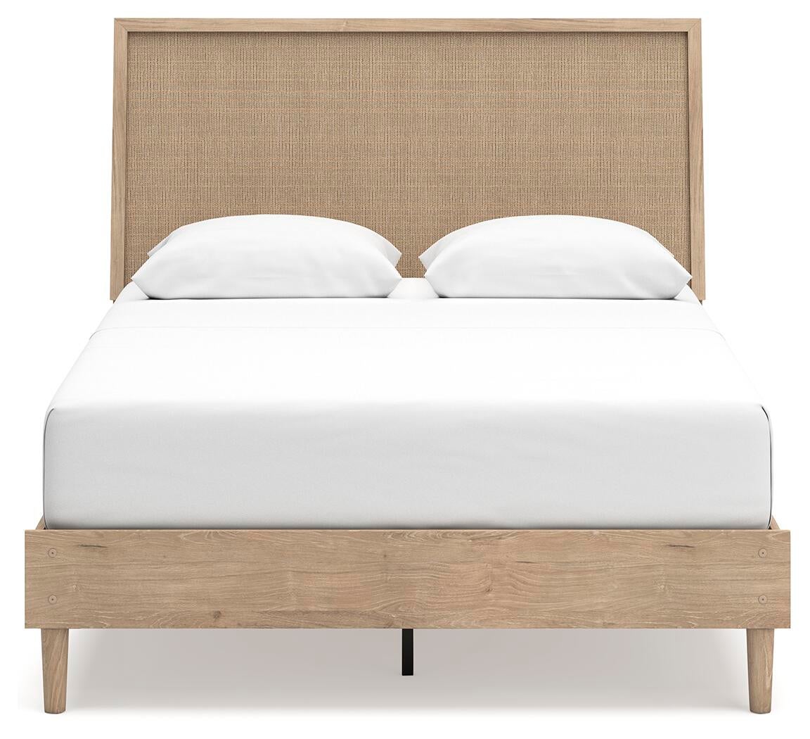 Cama con paneles Cielden con tocador con espejo y mesita de noche