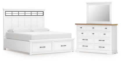 Cama con almacenaje, cómoda y espejo Ashbryn California