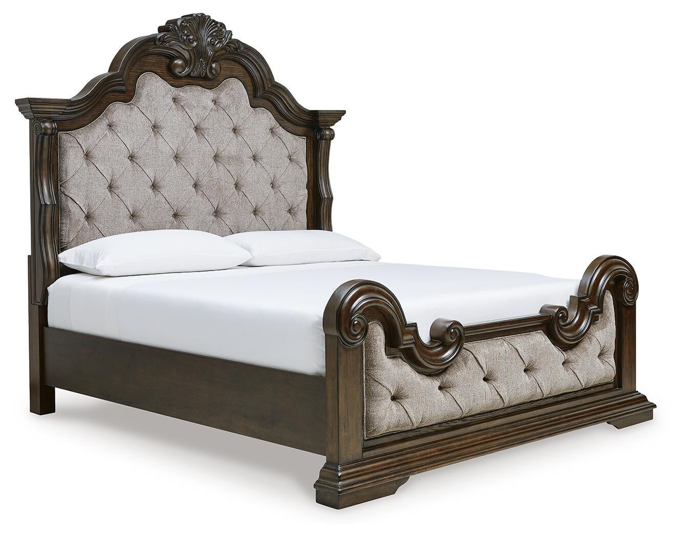 Maylee California  Upholstered Bed, Dresser, Mirror, Chest And Nightstand