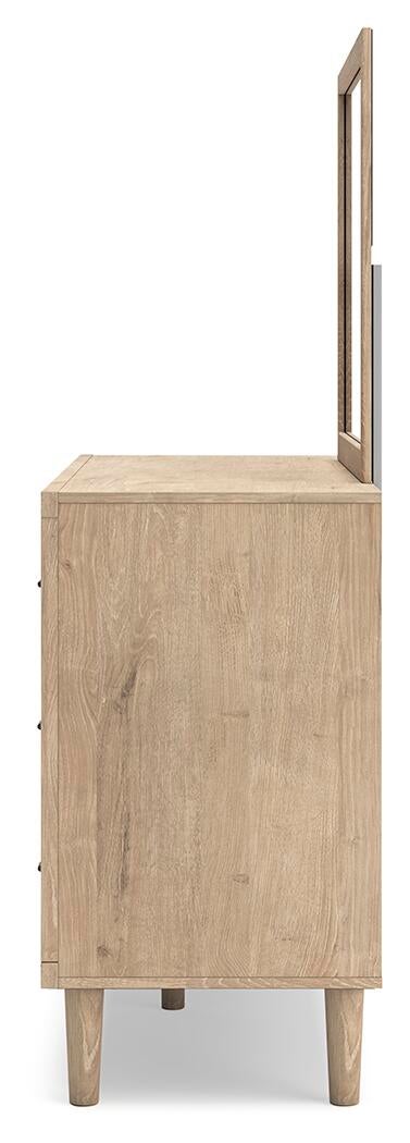 Cielden  Panel Headboard With Mirrored Dresser