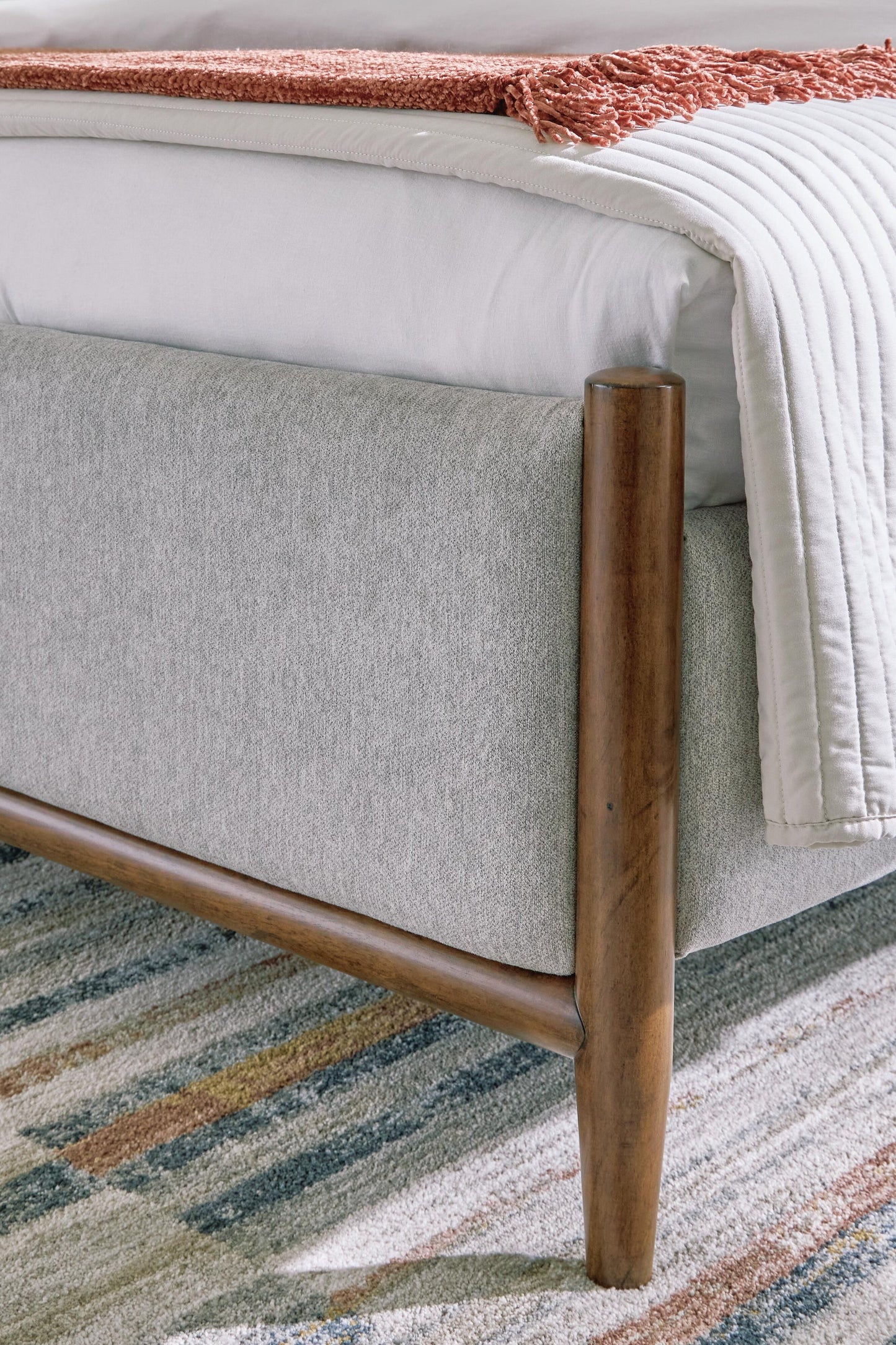Lyncott  Upholstered Bed With Mirrored Dresser