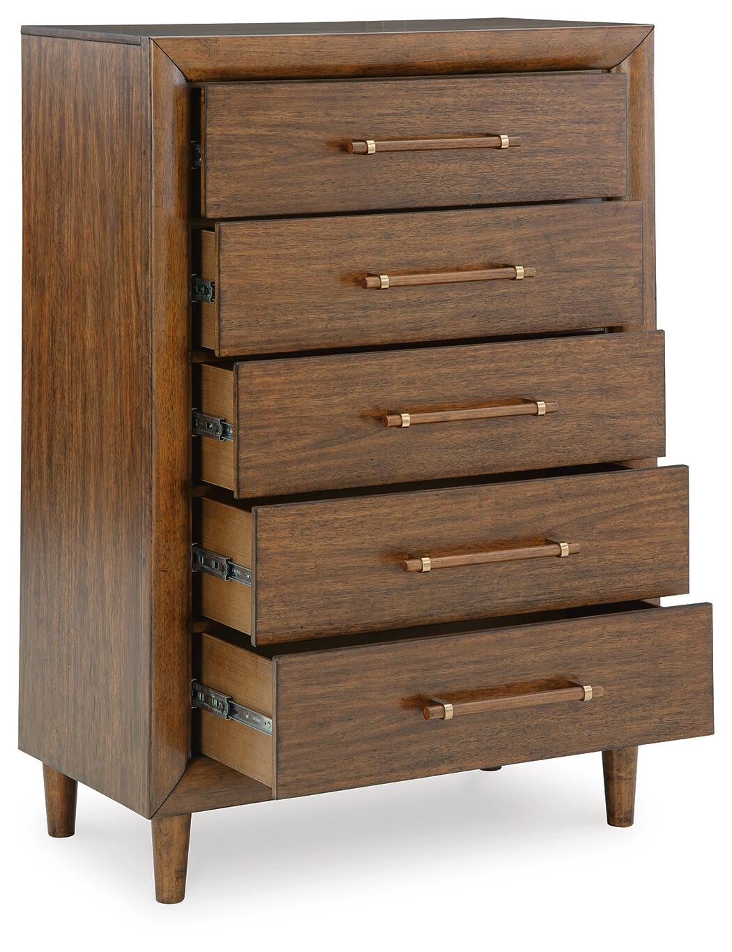 Lyncott California  Upholstered Bed, Dresser, Mirror, Chest And Nightstand