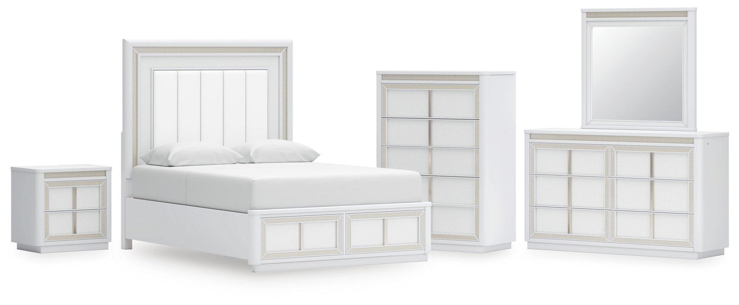 Chalanna  Upholstered Storage Bed, Dresser, Mirror, Chest And Nightstand