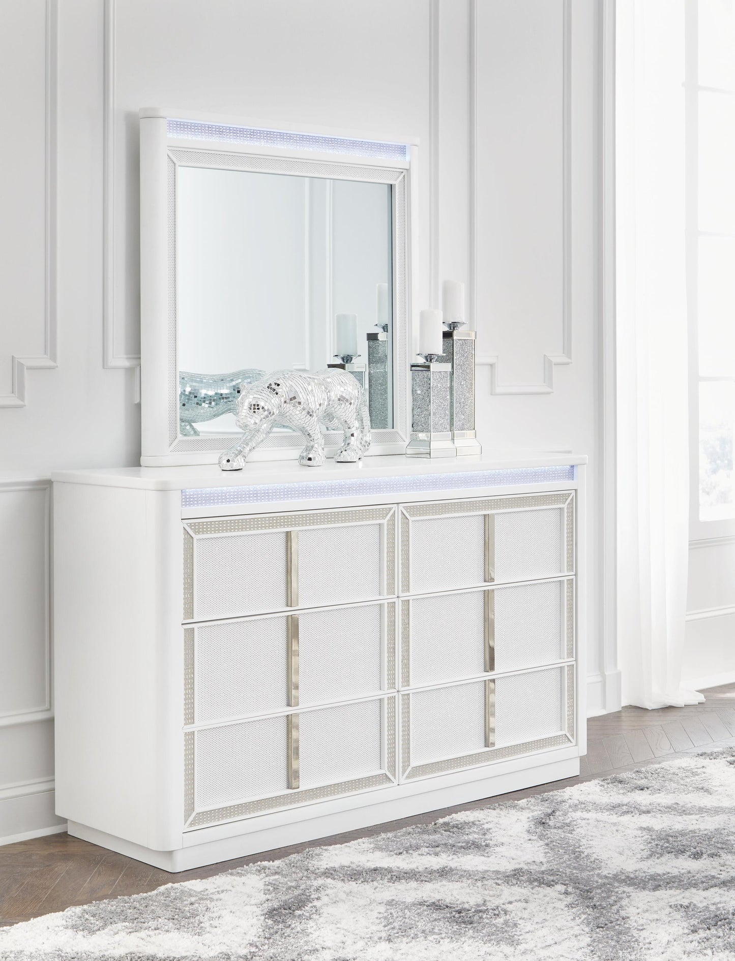 Chalanna  Upholstered Storage Bed, Dresser, Mirror, Chest And Nightstand