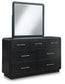 Rowanbeck California  Upholstered Panel Bed, Dresser, Mirror, Chest And Nightstand