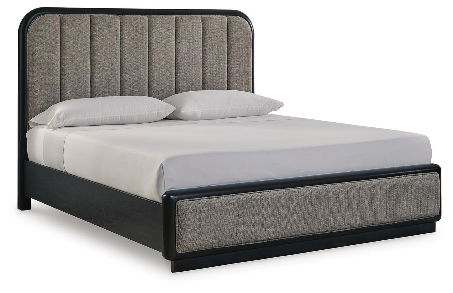 Rowanbeck California  Upholstered Panel Bed, Dresser, Mirror, Chest And Nightstand