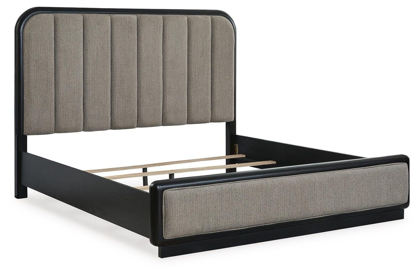 Rowanbeck California  Upholstered Panel Bed, Dresser, Mirror, Chest And Nightstand