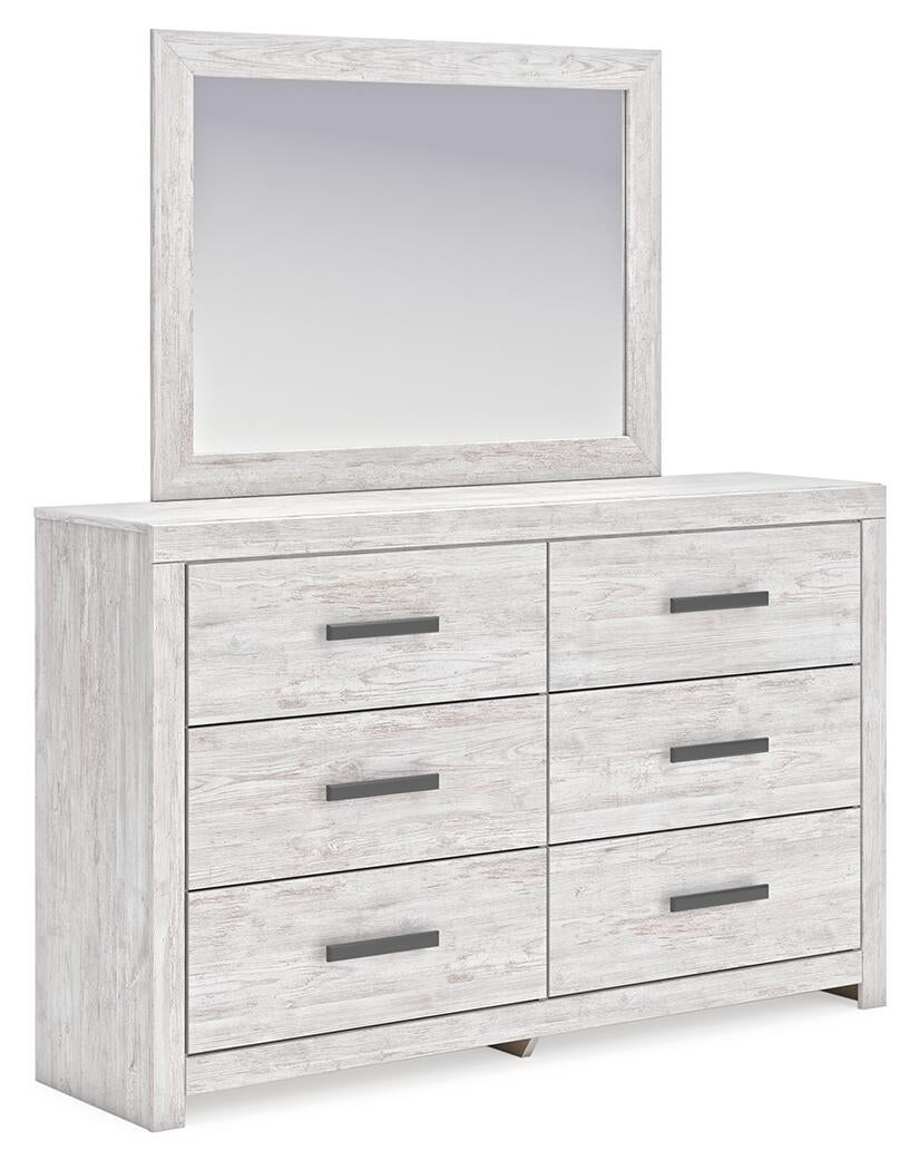 Cama de panel Cayboni con cómoda con espejo
