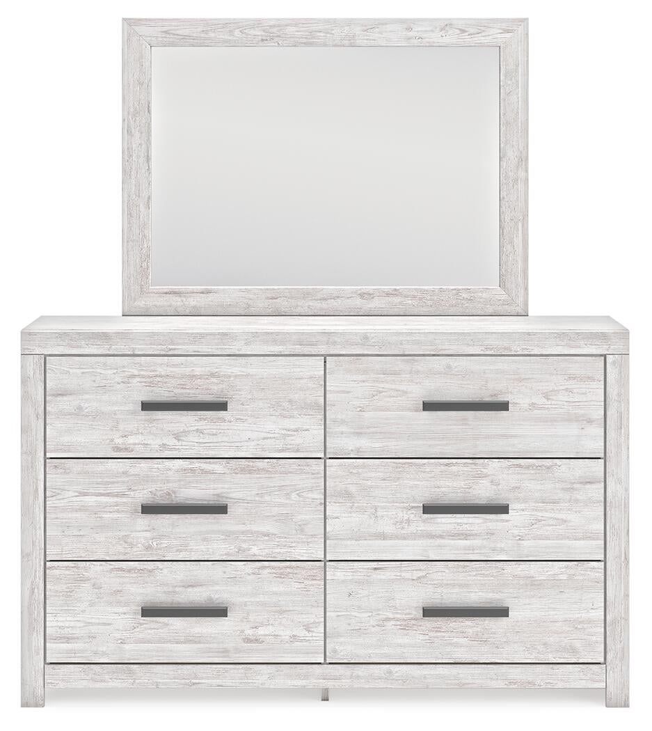 Cama de panel Cayboni con cómoda con espejo