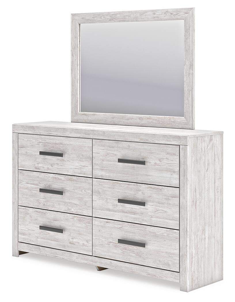 Cama de panel Cayboni con cómoda con espejo