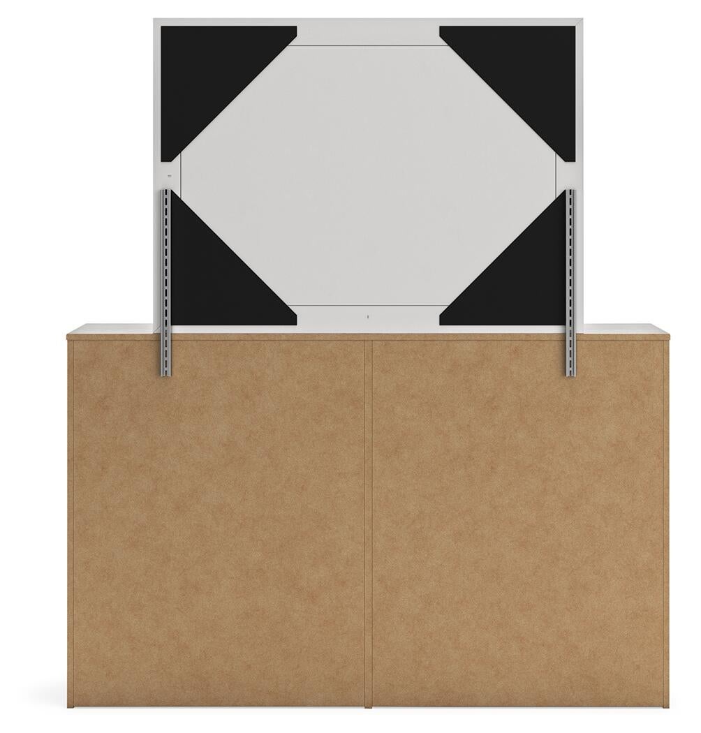 Cama de panel Cayboni con cómoda con espejo