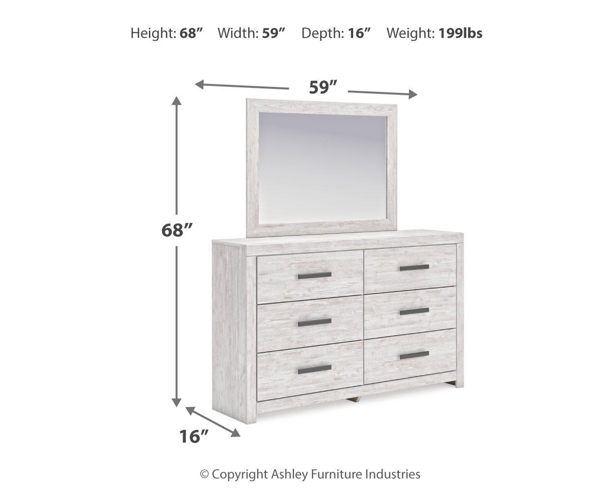 Cama de panel Cayboni con cómoda con espejo