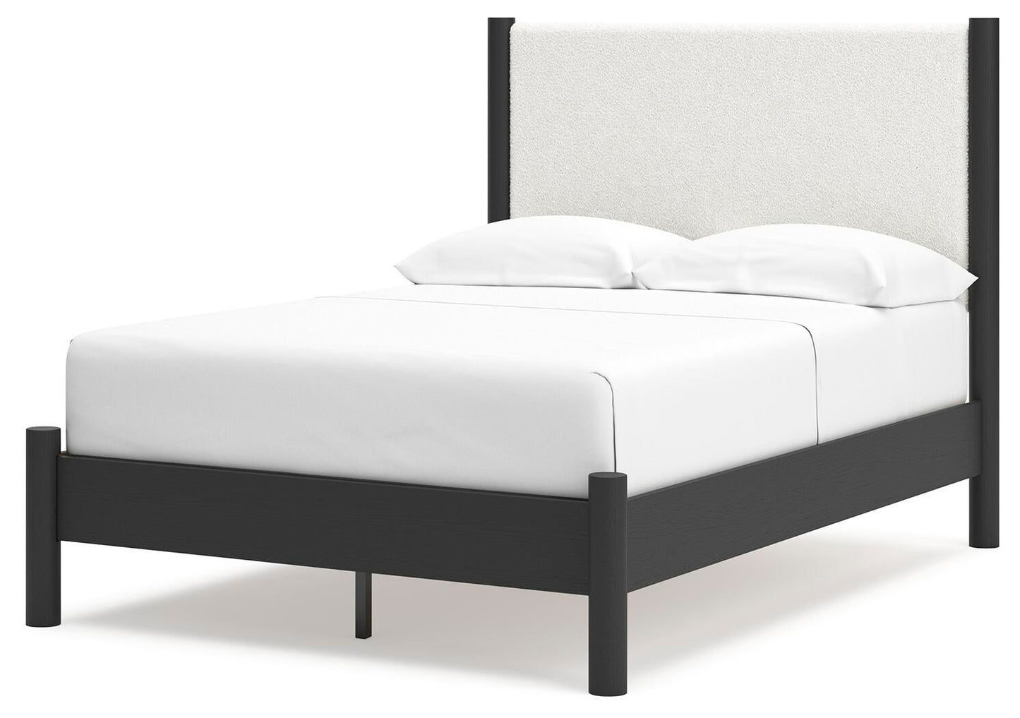 Cadmori Cama Tapizada con Panel, Cómoda y Espejo