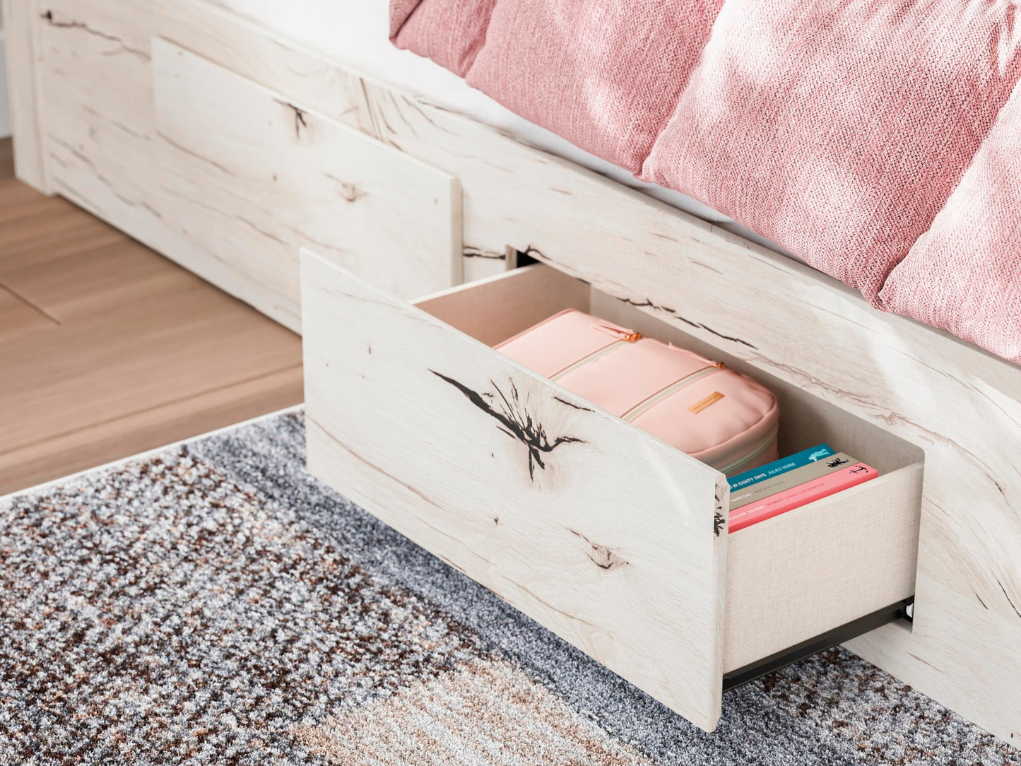 Lawroy  Panel Bed With Storage, Dresser And Mirror