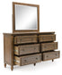 Sturlayne California  Upholstered Panel Bed, Dresser, Mirror, Chest And Nightstand