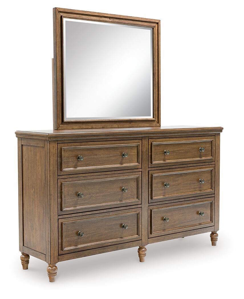 Sturlayne California  Upholstered Panel Bed, Dresser, Mirror, Chest And Nightstand