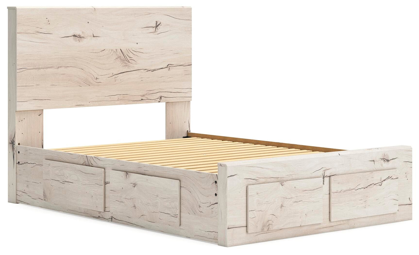 Cama, cómoda, espejo y mesita de noche Lawroy Panel