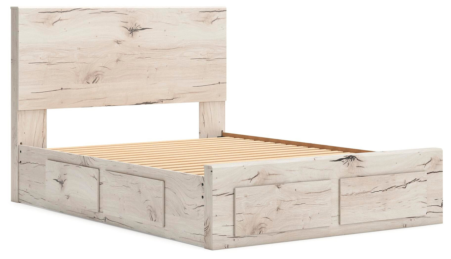 Cama con cabecero Lawroy, cómoda y espejo