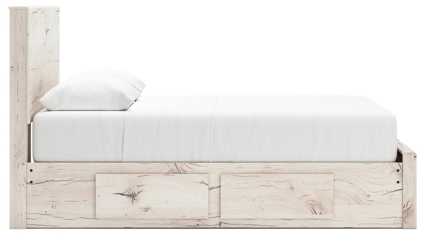 Cama con cabecero Lawroy, cómoda y espejo