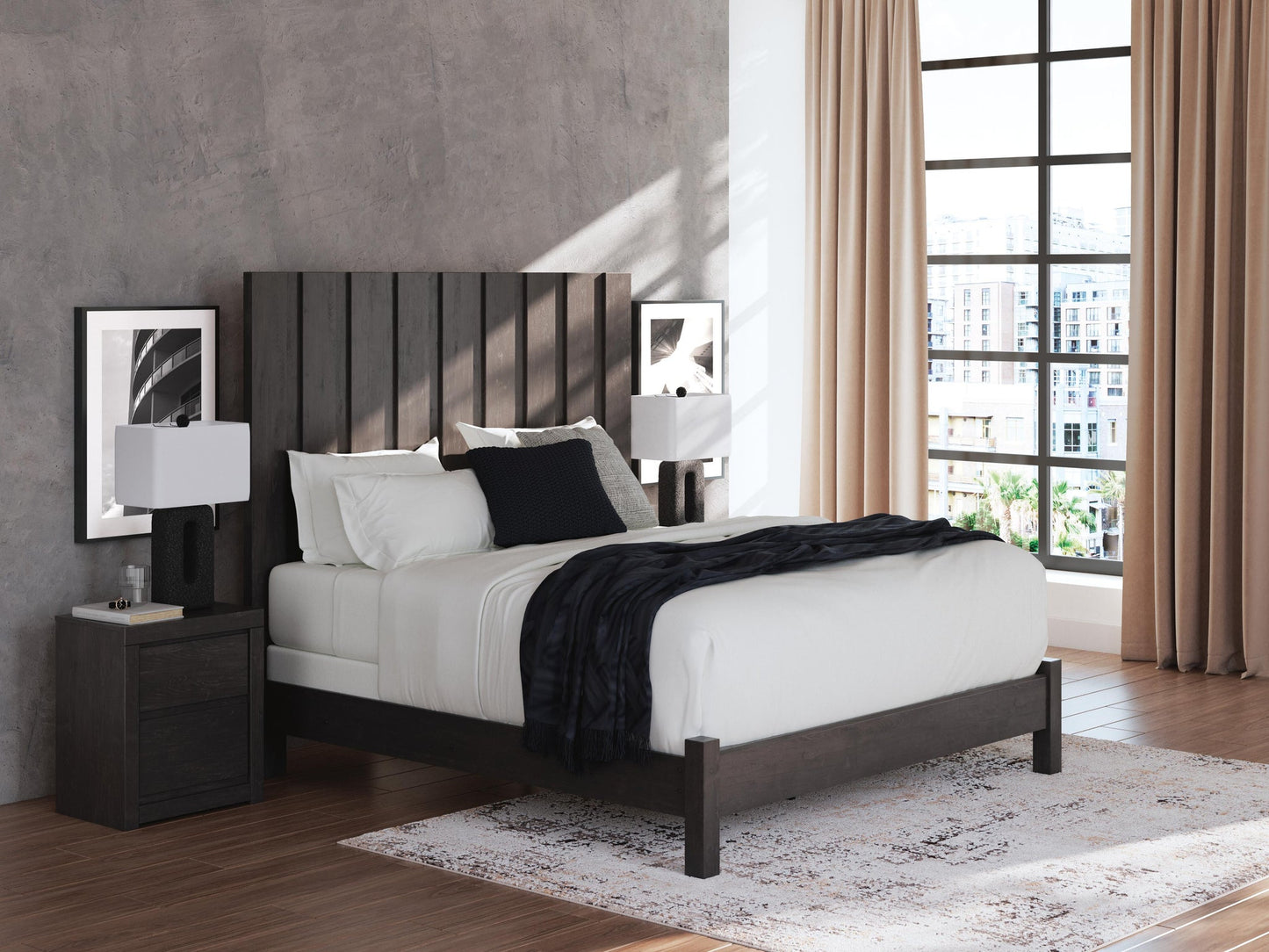 Fraluna  Panel Bed, Dresser, Mirror And Nightstand