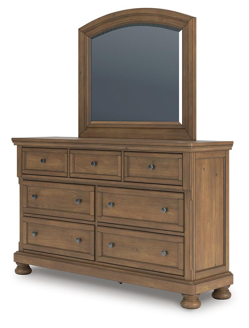 Feddinger California  Storage Sleigh Bed With Mirrored Dresser And Nightstand
