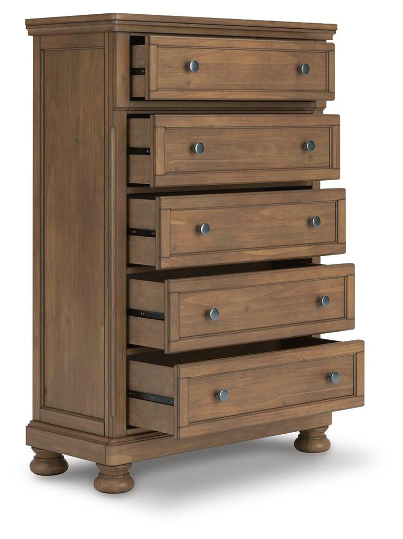 Feddinger California  Storage Sleigh Bed With Mirrored Dresser, Chest And Nightstand