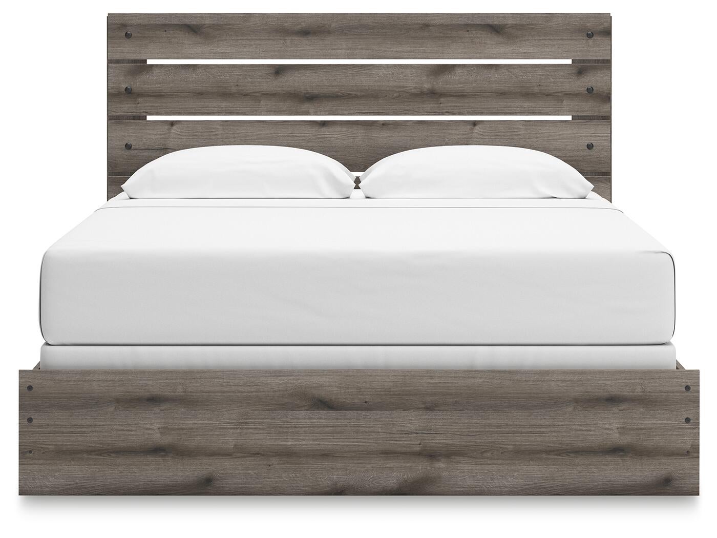 Cama de paneles, cómoda, espejo y mesita de noche Graystorm