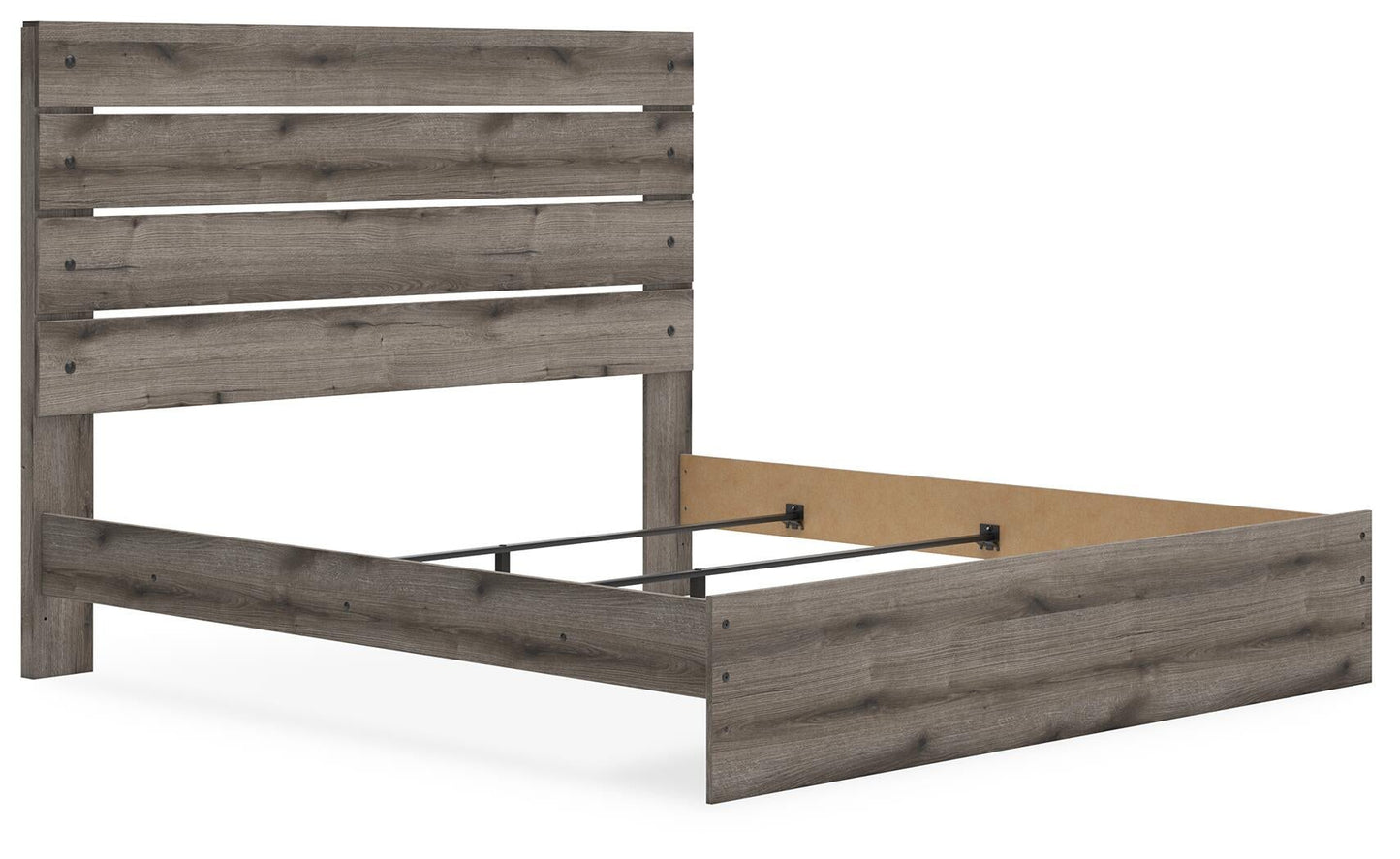 Cama de paneles, cómoda, espejo y mesita de noche Graystorm