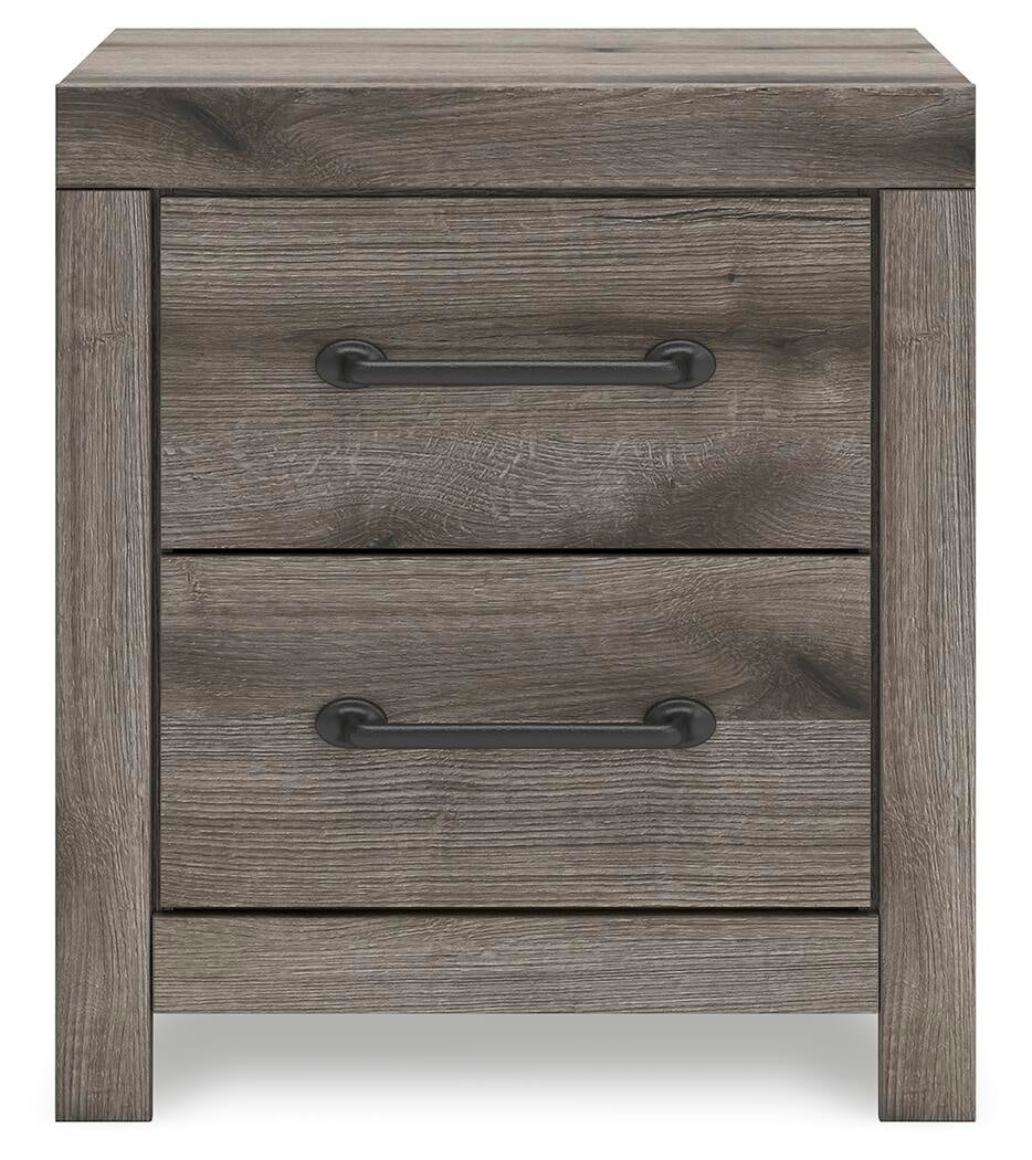 Cama de paneles, cómoda, espejo y mesita de noche Graystorm