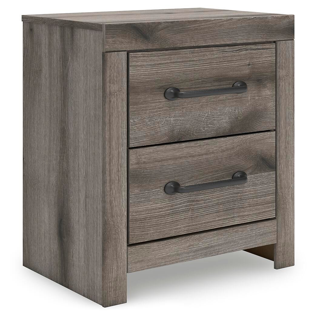 Cama de paneles, cómoda, espejo y mesita de noche Graystorm