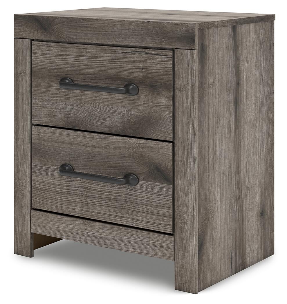 Cama de paneles, cómoda, espejo y mesita de noche Graystorm