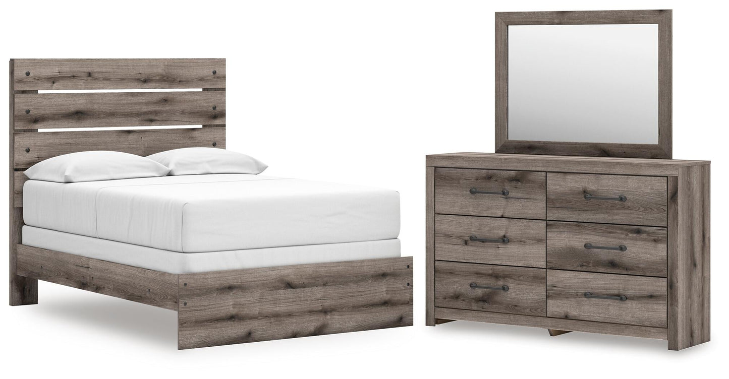 Graystorm  Panel Bed, Dresser And Mirror