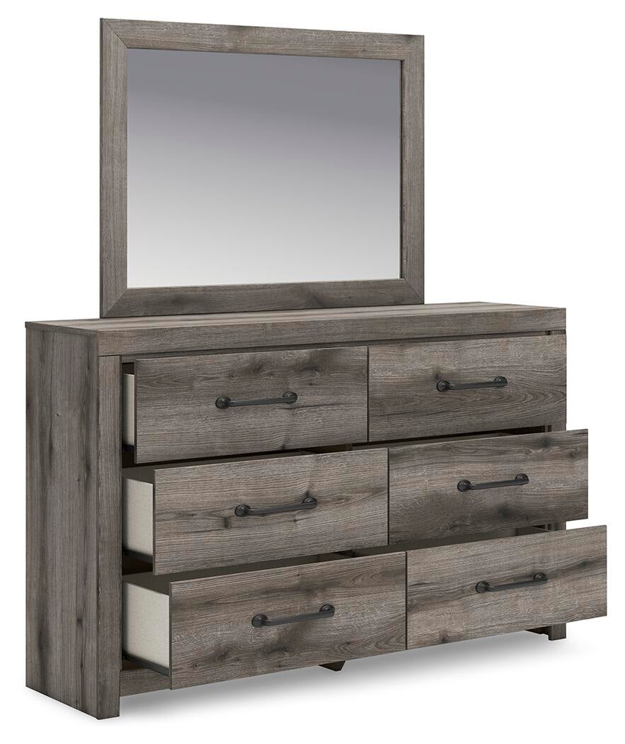Graystorm  Panel Bed, Dresser And Mirror