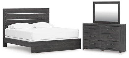 Cama con panel, tocador y espejo Hollivern