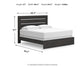 Cama con panel, tocador y espejo Hollivern