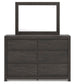 Cama Panel, Cómoda, Espejo y Mesita de Noche Fraluna
