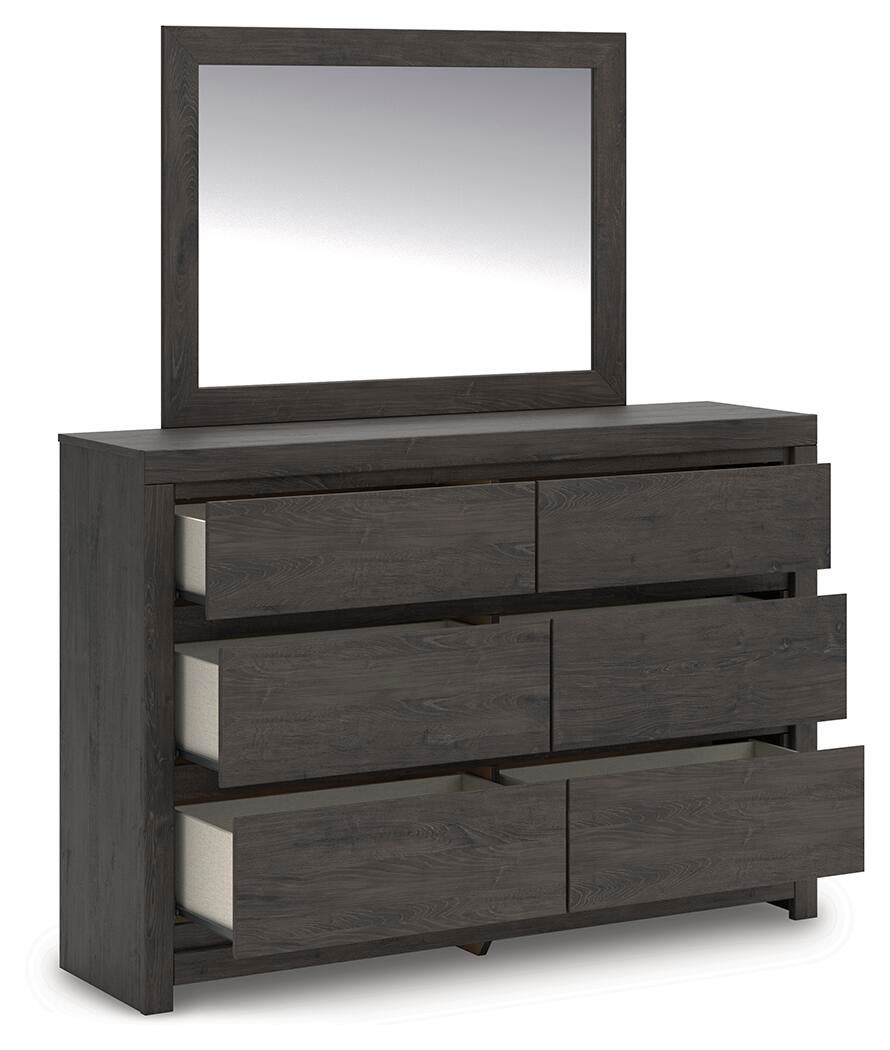 Cama Panel, Cómoda, Espejo y Mesita de Noche Fraluna