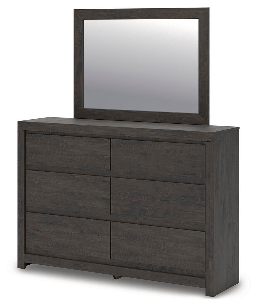 Cama Panel, Cómoda, Espejo y Mesita de Noche Fraluna