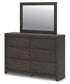 Cama Panel, Cómoda, Espejo y Mesita de Noche Fraluna