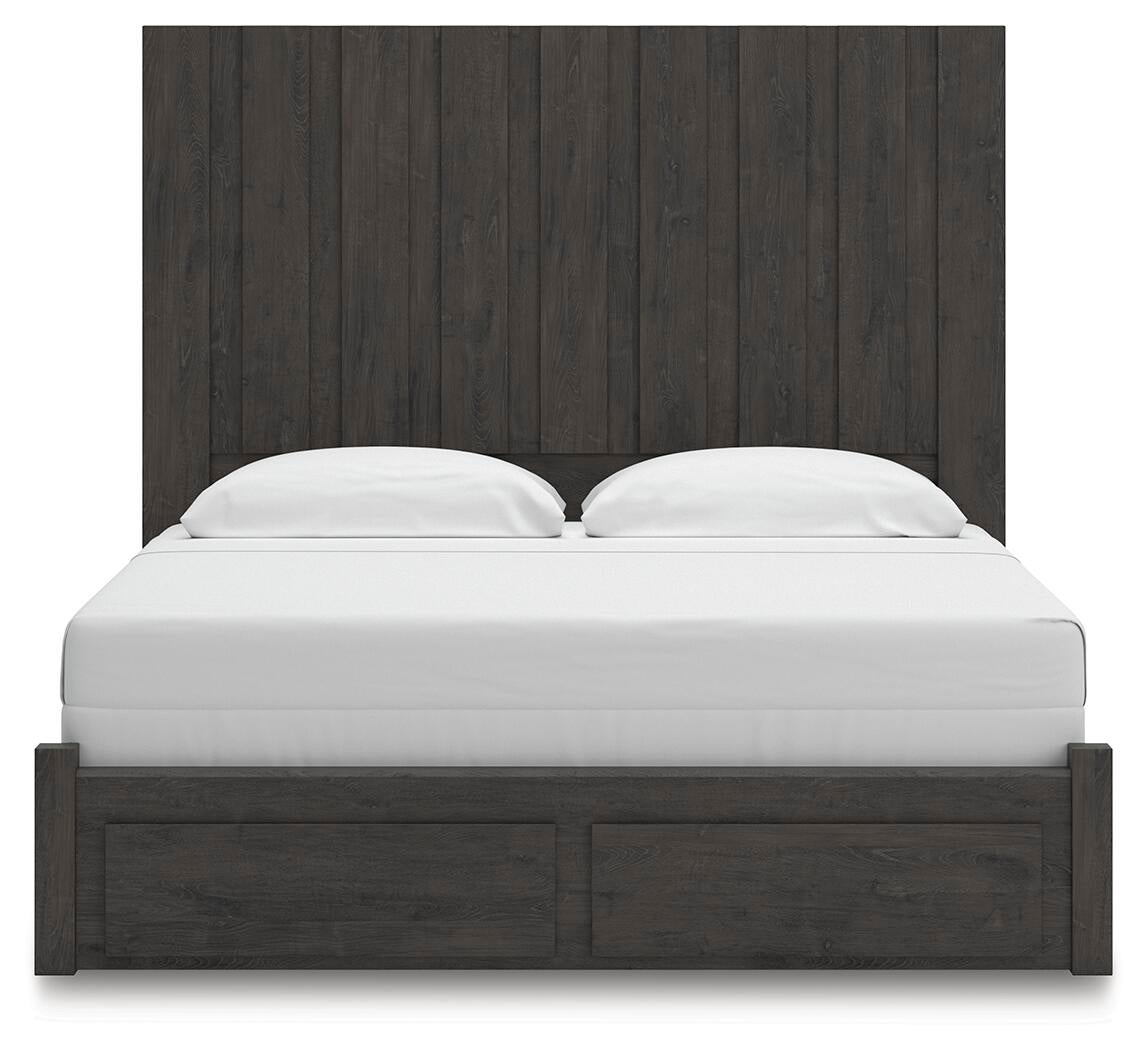 Cama Panel, Cómoda, Espejo y Mesita de Noche Fraluna