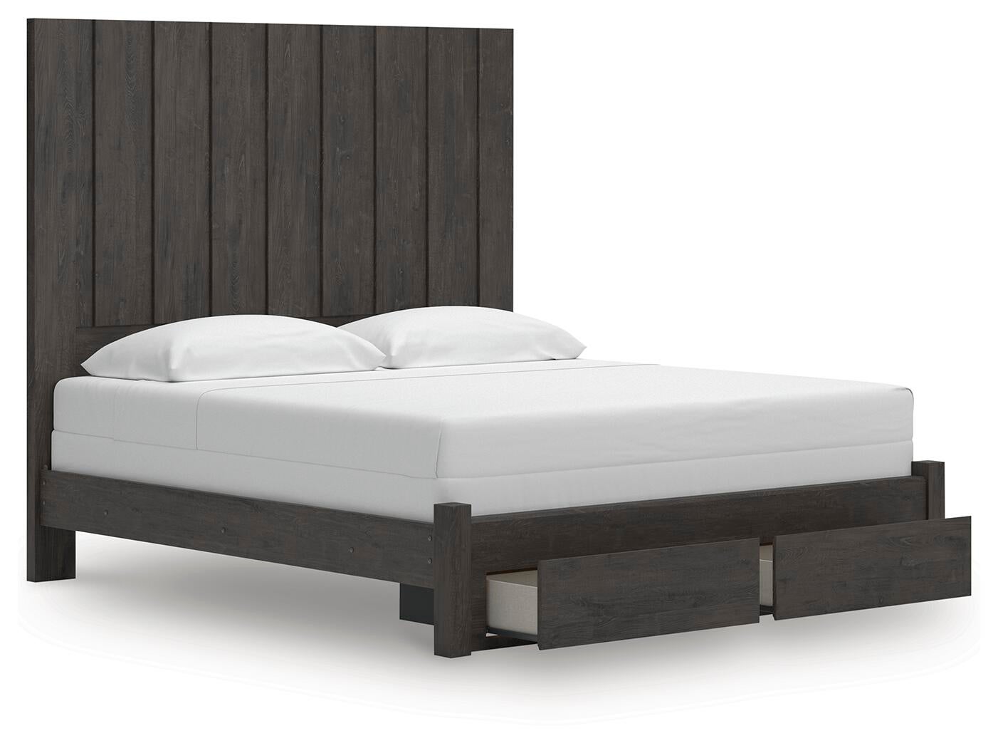 Cama Panel, Cómoda, Espejo y Mesita de Noche Fraluna
