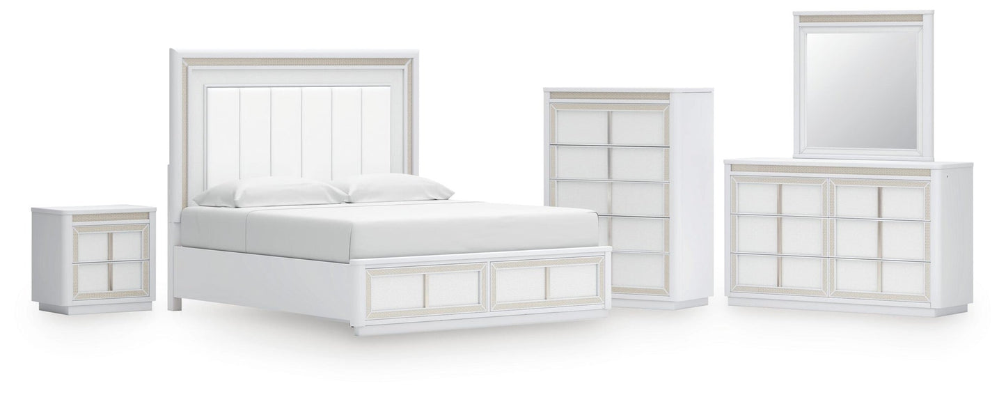 Chalanna  Upholstered Storage Bed, Dresser, Mirror, Chest And Nightstand