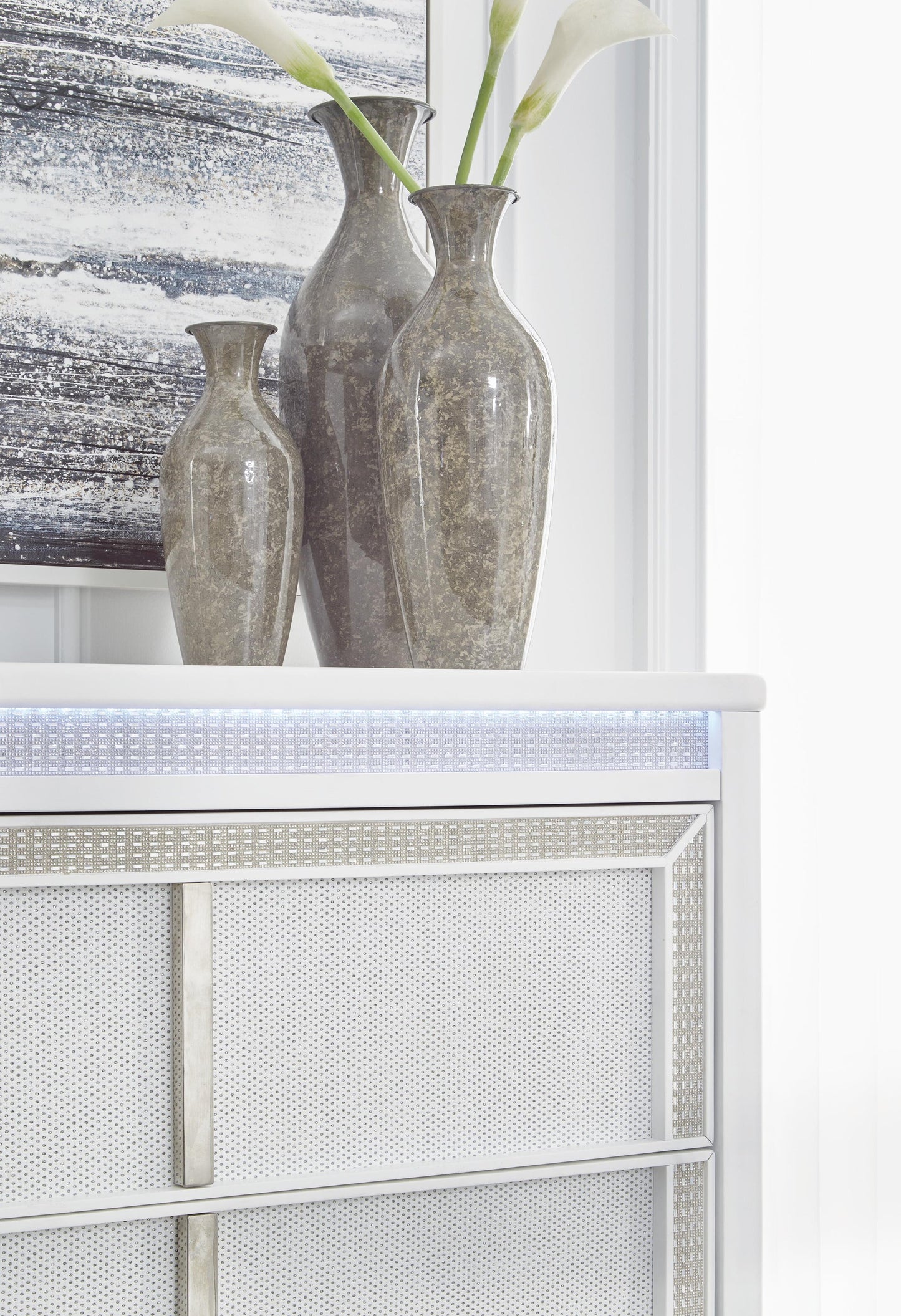 Chalanna  Upholstered Storage Bed, Dresser, Mirror, Chest And Nightstand