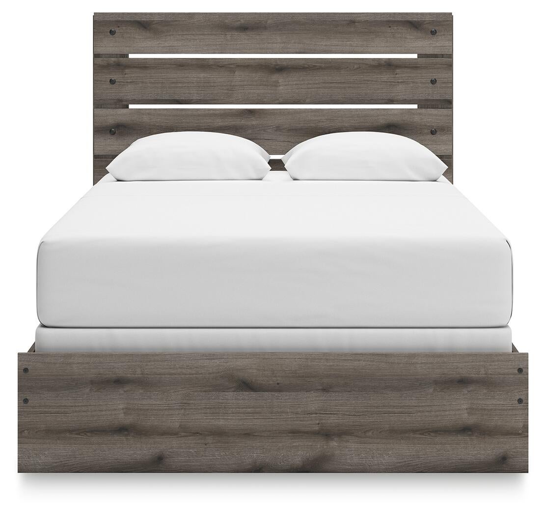 Cama con paneles, cómoda y espejo Graystorm
