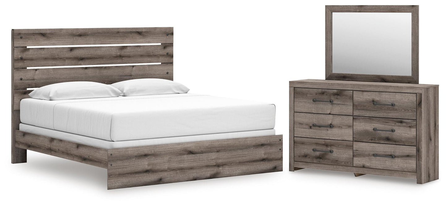 Graystorm  Panel Bed, Dresser And Mirror