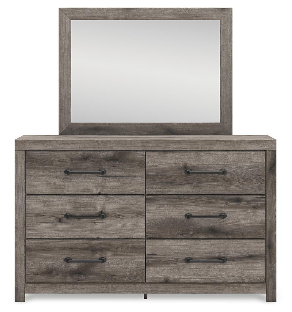 Graystorm  Panel Bed, Dresser And Mirror