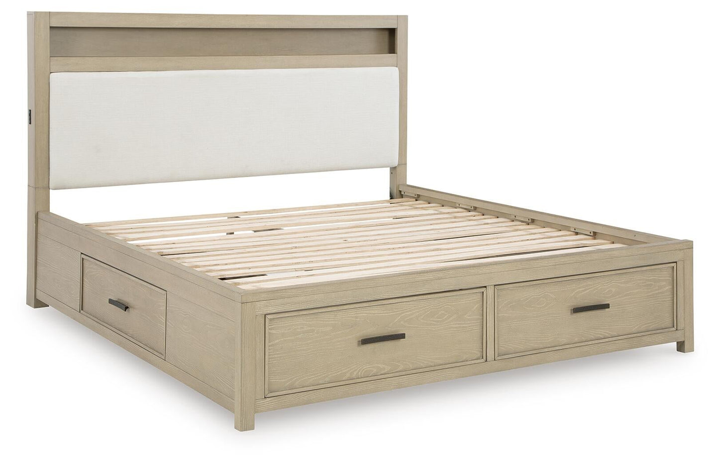 Calmoro  Bookcase Bed With Mirrored Dresser And Nightstand