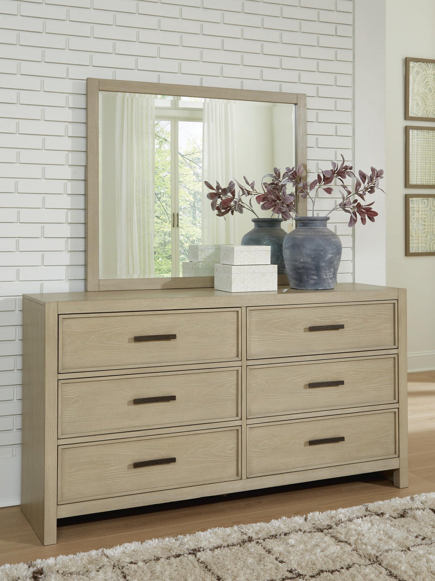 Calmoro  Bookcase Bed With Mirrored Dresser